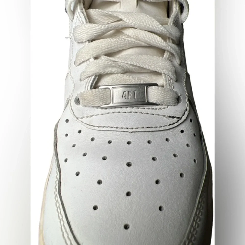 Nike Air Force 1 drip shoes sneakers Size 7Y white & customized black Nike‎ logo